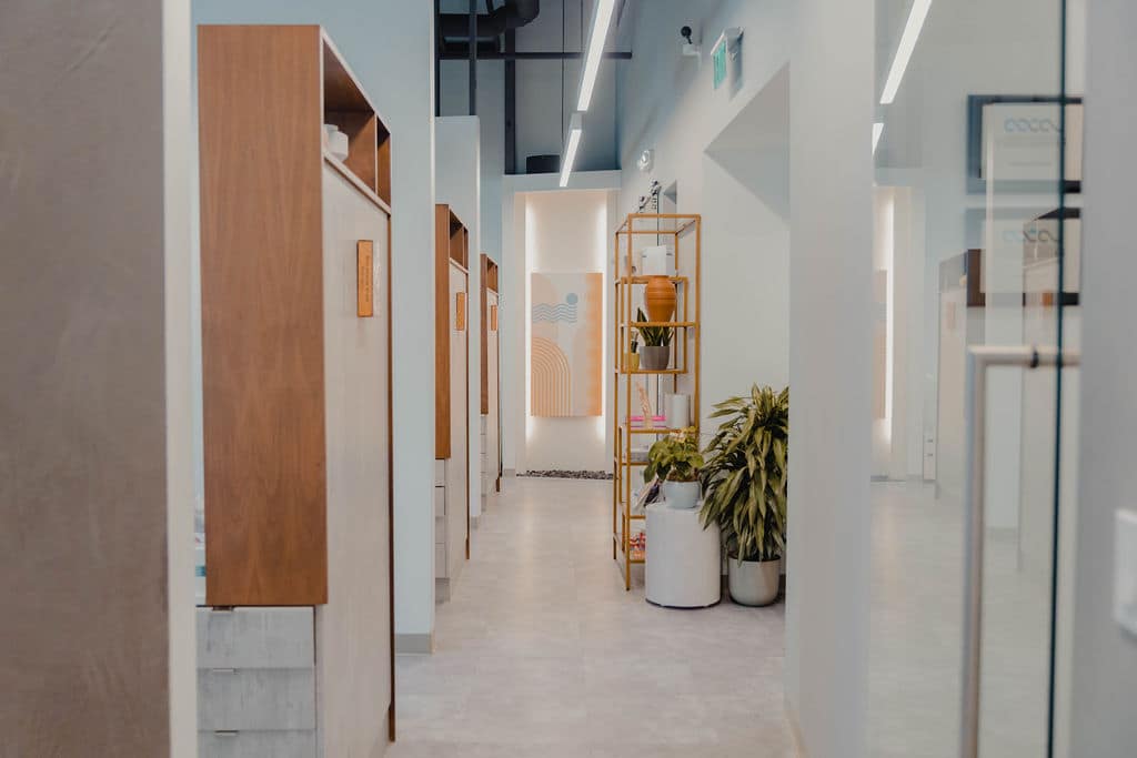 The light-filled treatment corridor at Zen Dental Studio San Francisco
